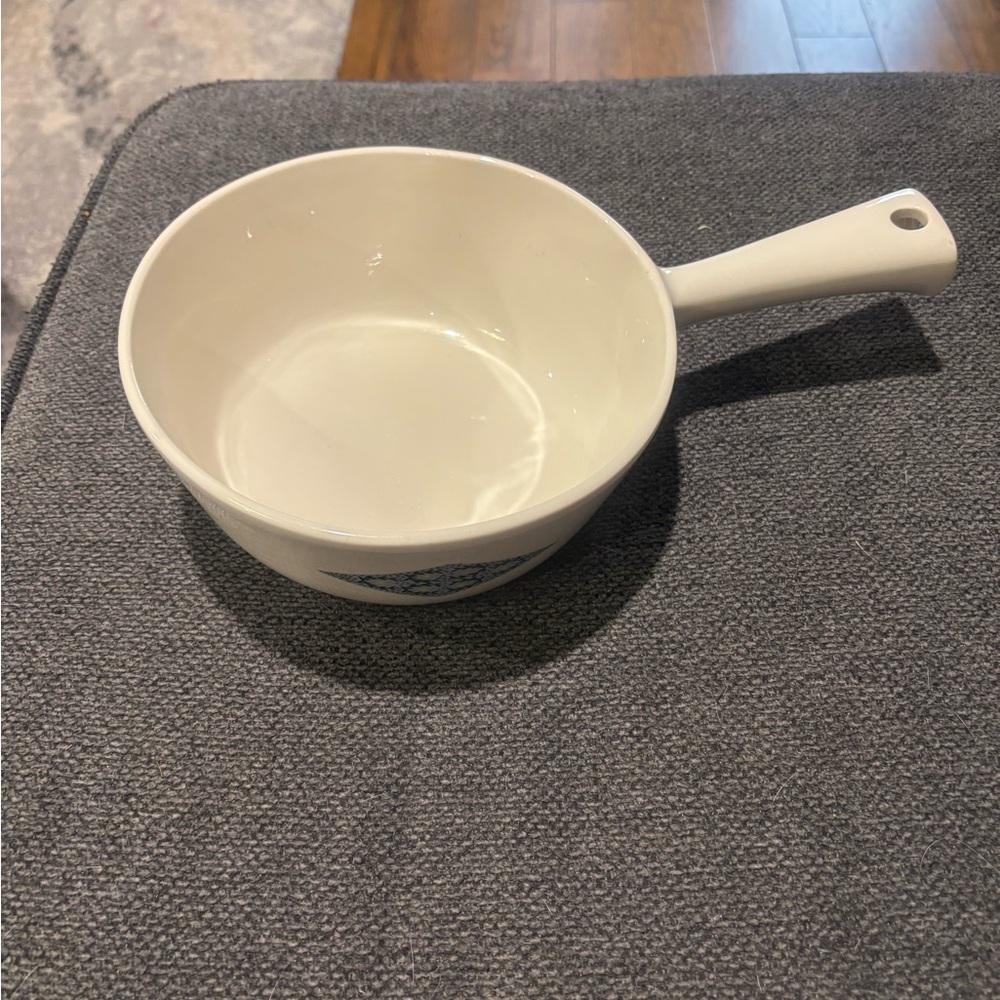 Vintage 1950s Iroquois White Ceramic Saucepan with Handle by Ben Seibel